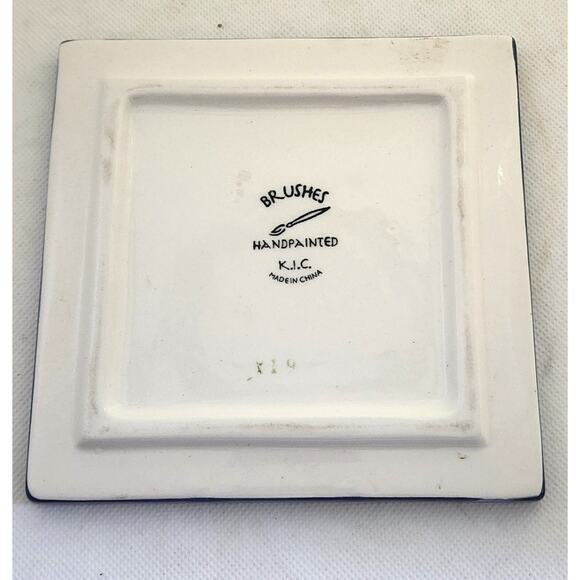 TRIVET/HOT PLATE-Decorative Tile-Hand Painted-Green Blue-Ocean-Tropical-Fish - Picture 2 of 6